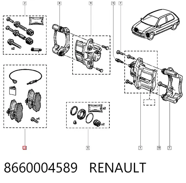 Sapatas do freio dianteiras de disco 8660004589 Renault (RVI)