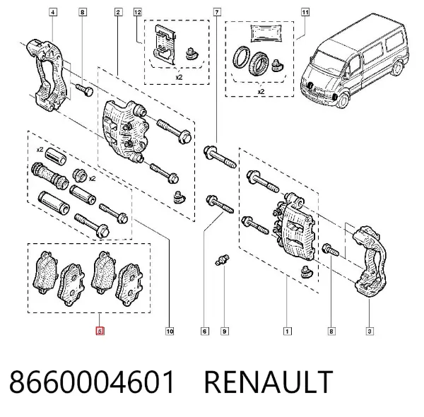 Sapatas do freio dianteiras de disco 8660004601 Renault (RVI)