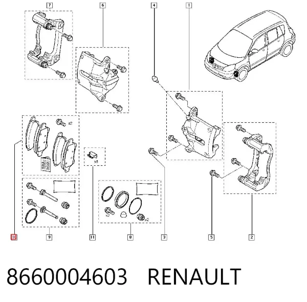 Sapatas do freio dianteiras de disco 8660004603 Renault (RVI)