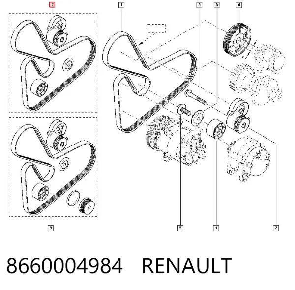 Correia dos conjuntos de transmissão, kit 8660004984 Renault (RVI)