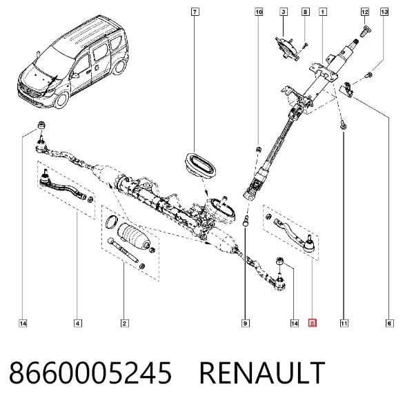 Ponta externa da barra de direção 8660005245 Renault (RVI)