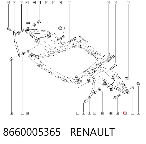 Braço oscilante inferior esquerdo de suspensão dianteira 8660005365 Renault (RVI)