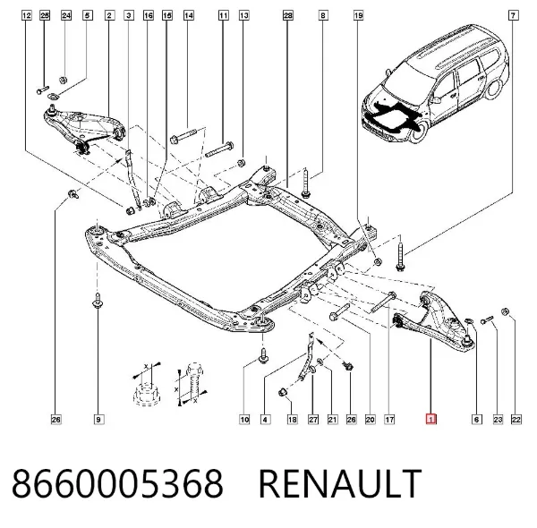 Braço oscilante inferior esquerdo de suspensão dianteira 8660005368 Renault (RVI)