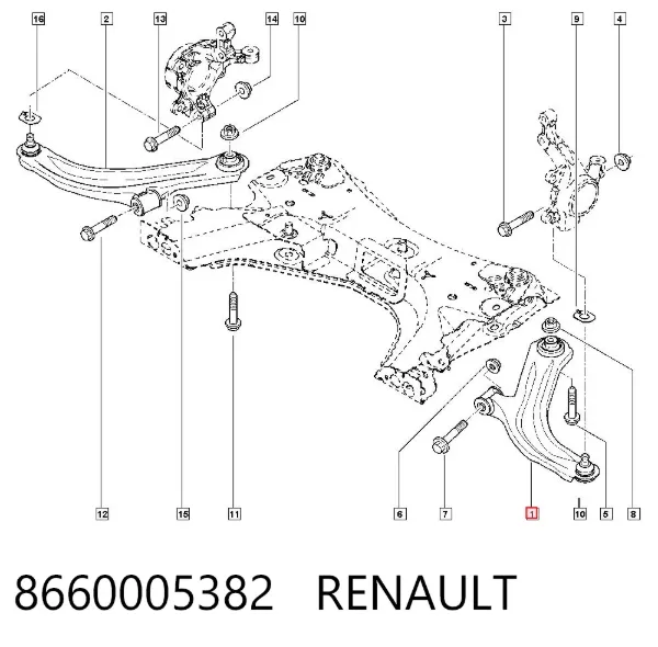 Braço oscilante inferior esquerdo de suspensão dianteira 8660005382 Renault (RVI)