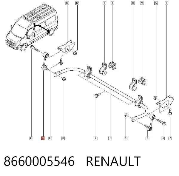 Montante de estabilizador traseiro 8660005546 Renault (RVI)