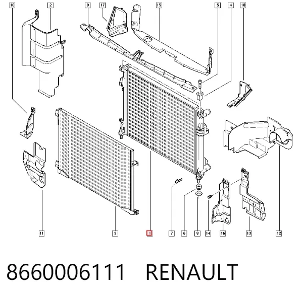 Radiador de esfriamento de motor 8660006111 Renault (RVI)