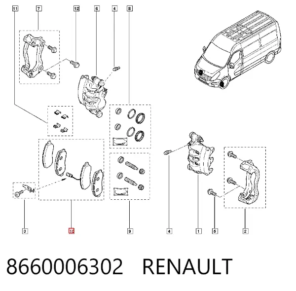Sapatas do freio dianteiras de disco 8660006302 Renault (RVI)