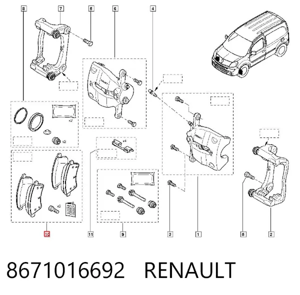 Sapatas do freio dianteiras de disco 8671016692 Renault (RVI)