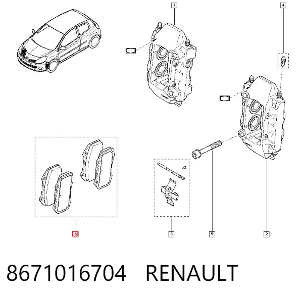 Sapatas do freio dianteiras de disco 8671016704 Renault (RVI)