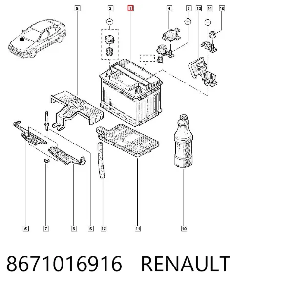Bateria recarregável (PILHA) 8671016916 Renault (RVI)