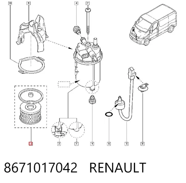 Filtro de combustível 8671017042 Renault (RVI)