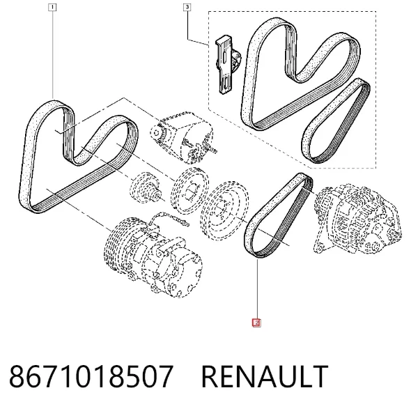 Correia dos conjuntos de transmissão 8671018507 Renault (RVI)