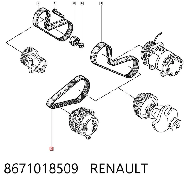 Correia dos conjuntos de transmissão 8671018509 Renault (RVI)