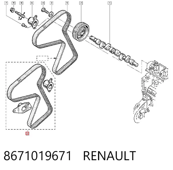 Correia do mecanismo de distribuição de gás, kit 8671019671 Renault (RVI)