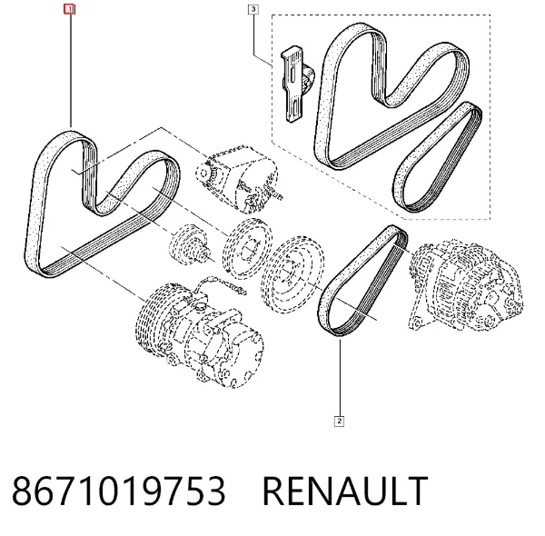 Correia dos conjuntos de transmissão 8671019753 Renault (RVI)
