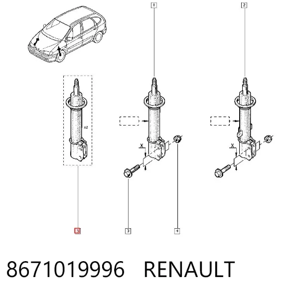 Amortecedor dianteiro 8671019996 Renault (RVI)
