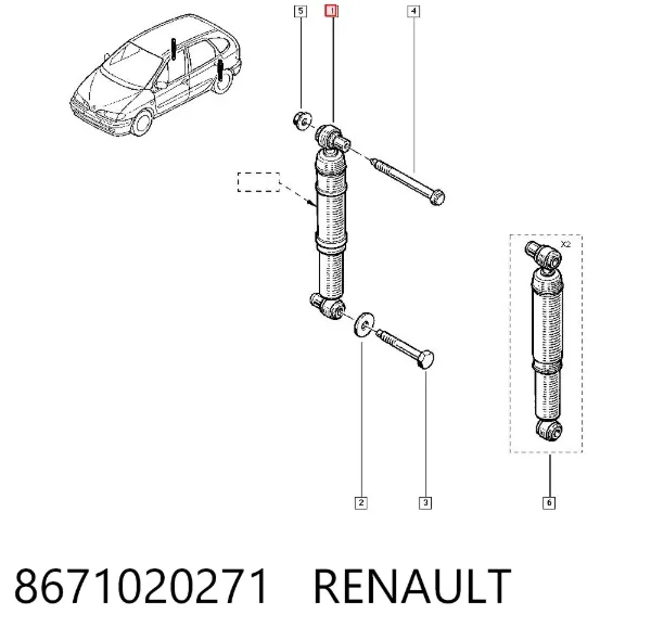 Amortecedor traseiro 8671020271 Renault (RVI)
