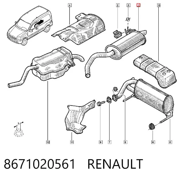 Silenciador, parte traseira 8671020561 Renault (RVI)