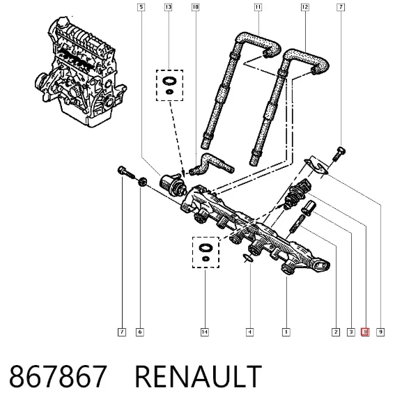 Injetor de injeção de combustível 867867 Renault (RVI)