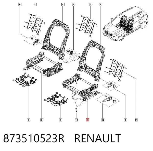 Mecanismo da base de assento 873510523R Renault (RVI)