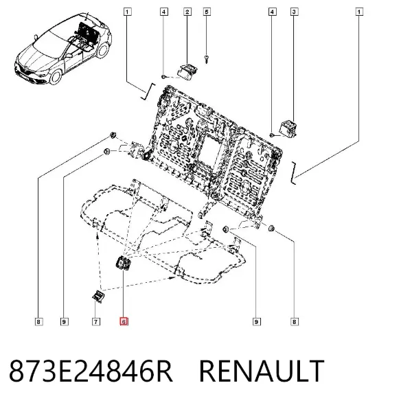 Tampão de fixação dos assentos traseiros 873E24846R Renault (RVI)