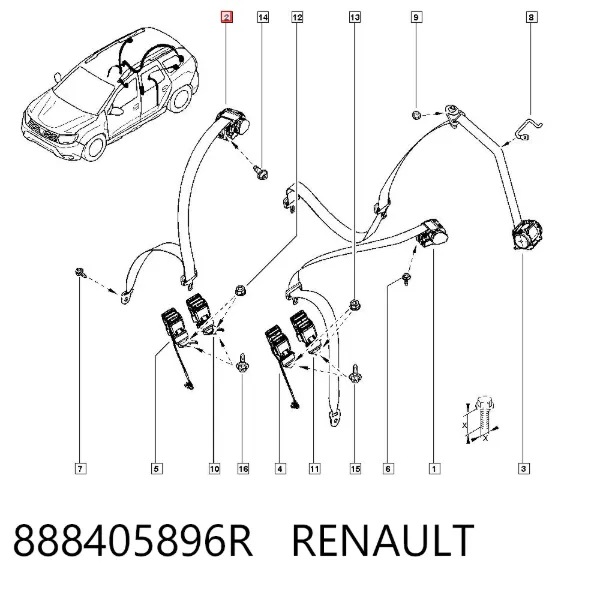 Cinto de segurança traseiro 888405896R Renault (RVI)
