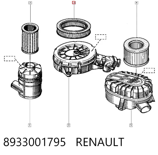 Filtro de ar 8933001795 Renault (RVI)