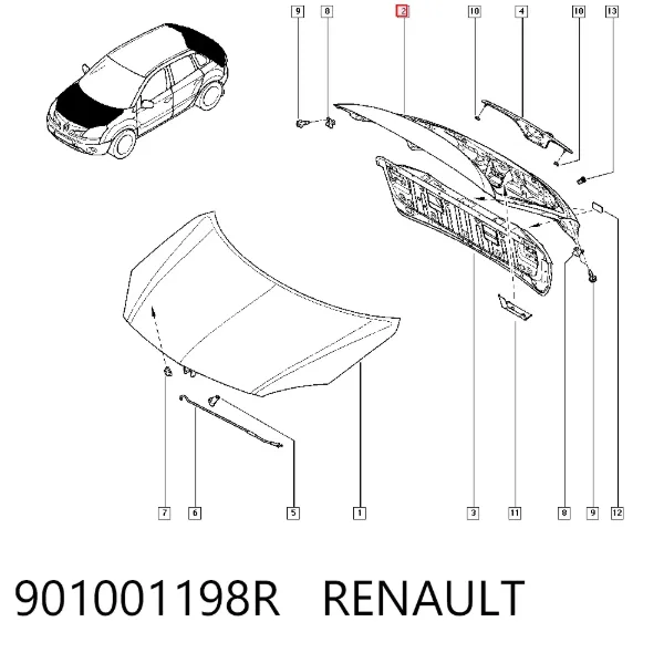 Porta traseira (3ª/5ª porta-malas (tampa de alcapão) Renault Koleos HY0
