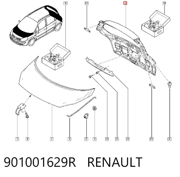 Porta traseira (3ª/5ª porta-malas (tampa de alcapão) 901001629R Renault (RVI)