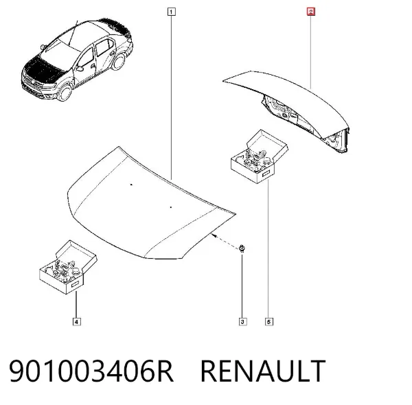 Tampa de porta-malas 901003406R Renault (RVI)