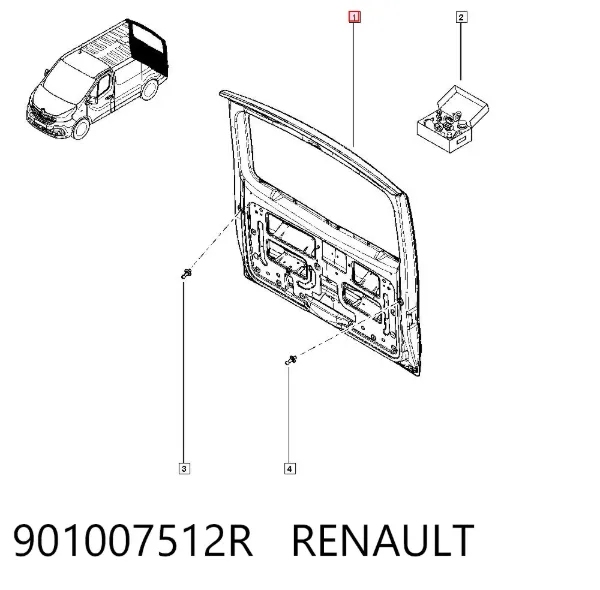 Porta traseira (3ª/5ª porta-malas (tampa de alcapão) 901007512R Renault (RVI)