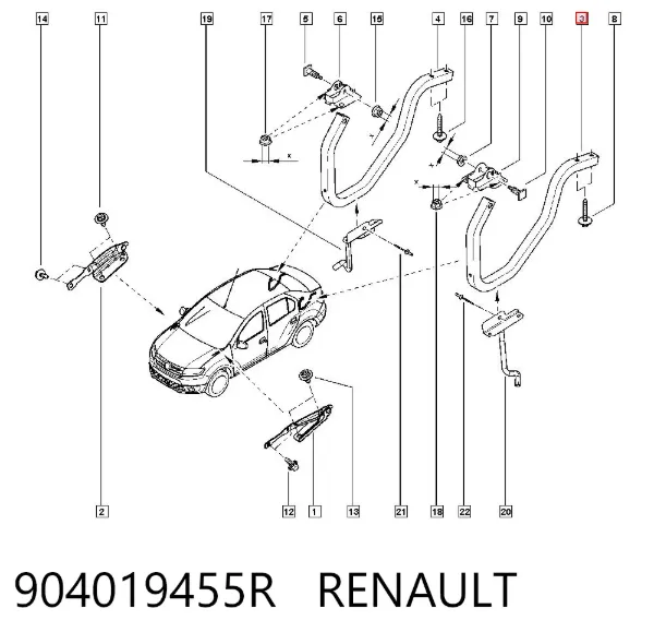 Gozno de tampa de porta-malas 904019455R Renault (RVI)