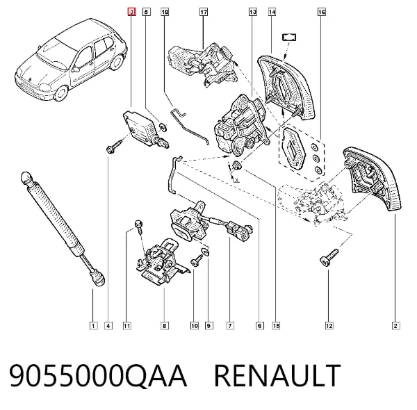Motor acionador de abertura/fechamento da porta dianteira esquerda 9055000QAA Renault (RVI)