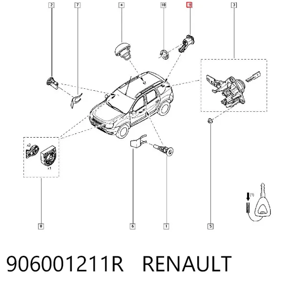 Trinco de fecho de porta-malas (de 3ª/5ª porta traseira) 906001211R Renault (RVI)