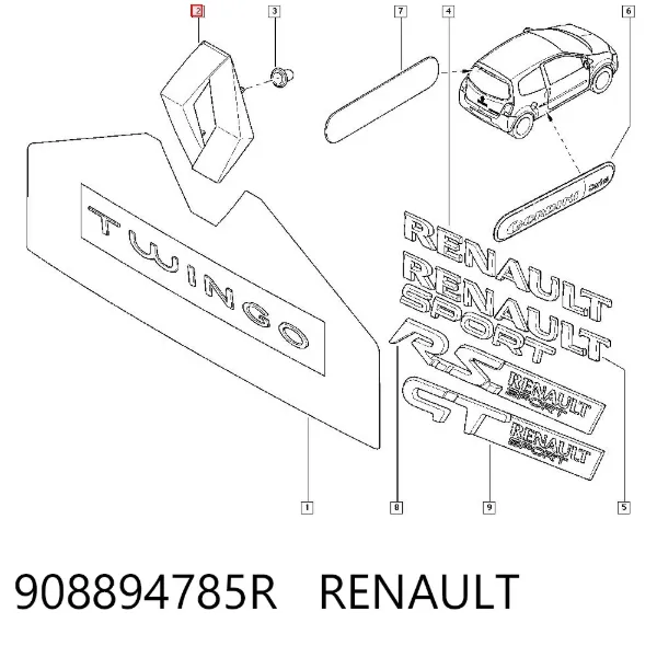 Emblema de tampa de porta-malas (emblema de firma) 908894785R Renault (RVI)