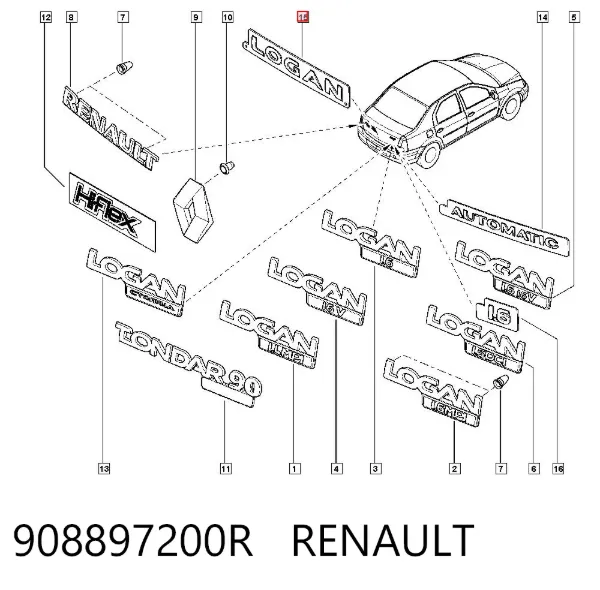 Emblema de tampa de porta-malas (emblema de firma) Renault LOGAN I