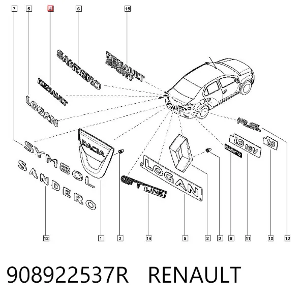 Emblema de tampa de porta-malas (emblema de firma) Renault CAPTUR II