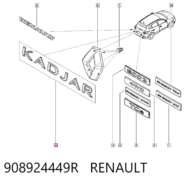 Emblema de tampa de porta-malas (emblema de firma) 908924449R Renault (RVI)