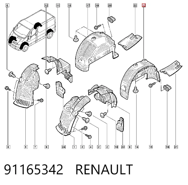Guarda-barras do pára-lama traseiro esquerdo 91165342 Renault (RVI)