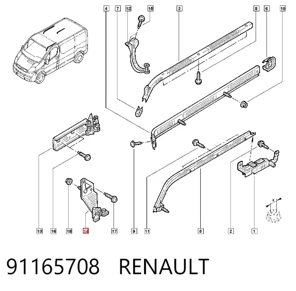 Rolo direito inferior da porta lateral (deslizante) 91165708 Renault (RVI)