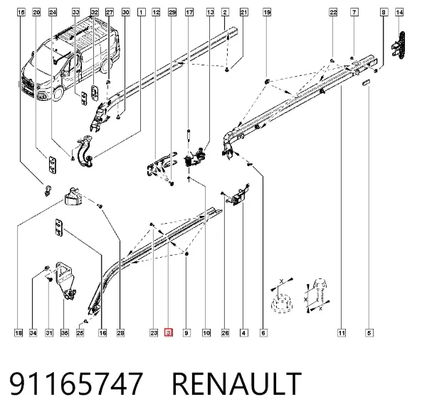 Carril inferior direito de guia da porta deslizante 91165747 Renault (RVI)