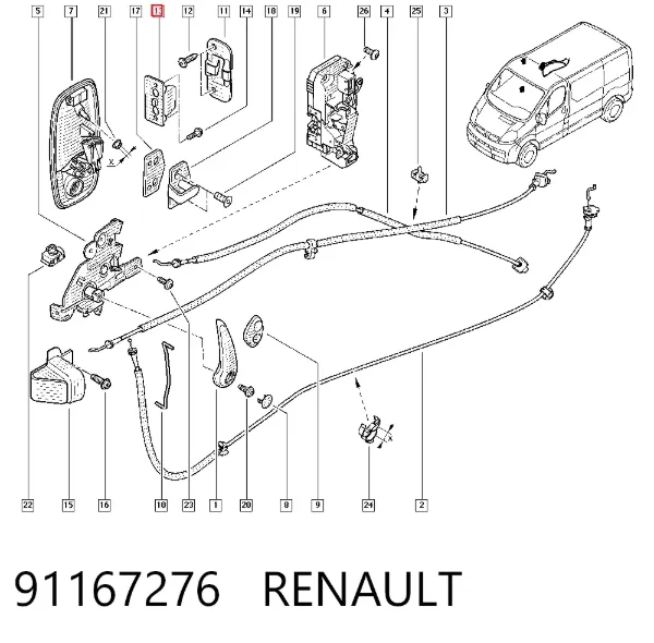 Limitador da porta deslizante, na carroçaria superior 91167276 Renault (RVI)