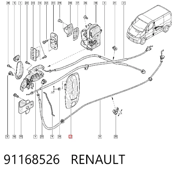 Maçaneta externa esquerda da porta lateral (deslizante) 91168526 Renault (RVI)