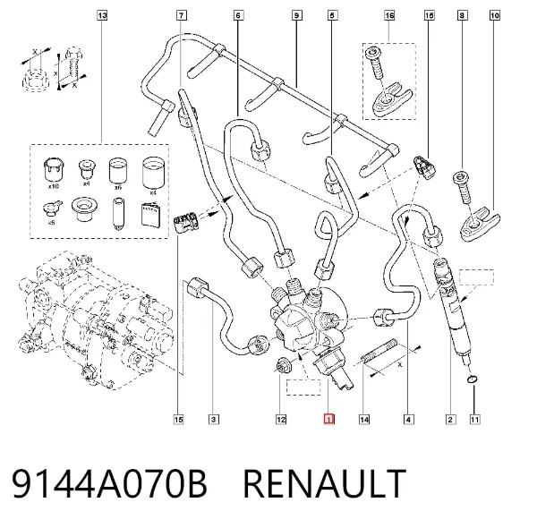 Distribuidor de combustível (rampa) 9144A070B Renault (RVI)