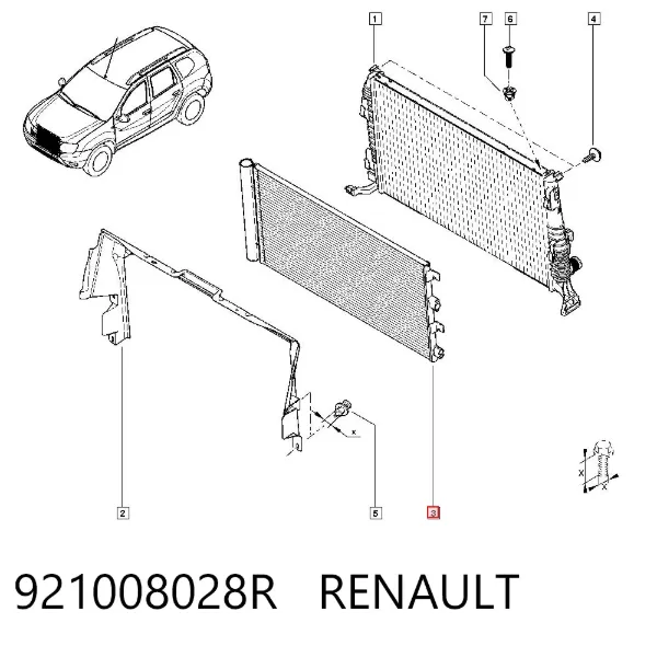 Radiador de aparelho de ar condicionado 921008028R Renault (RVI)