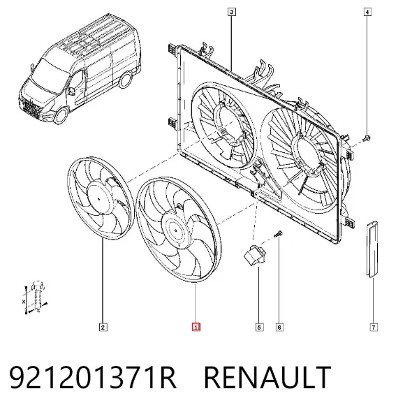 Ventilador (roda de aletas) do radiador de esfriamento esquerdo 921201371R Renault (RVI)