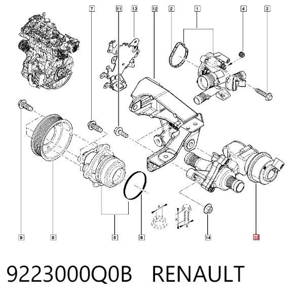 Válvula de regulação do fluido de esfriamento 9223000Q0B Renault (RVI)