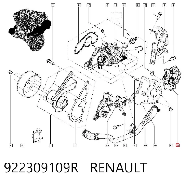 Termostato 922309109R Renault (RVI)