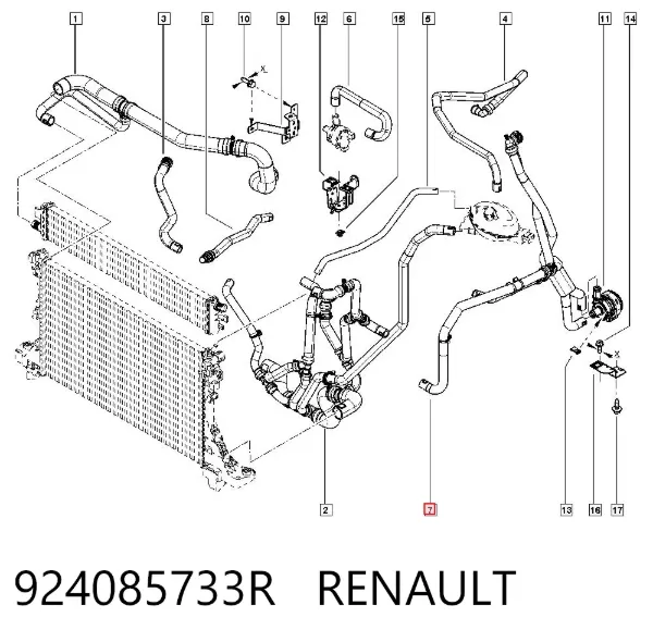 Mangueira do radiador de aquecedor (de forno), fornecimento 924085733R Renault (RVI)