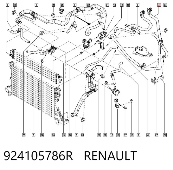 Mangueira (cano derivado) inferior do radiador de esfriamento 924105786R Renault (RVI)